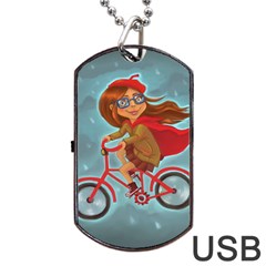 Girl On A Bike Dog Tag Usb Flash (one Side) by chipolinka