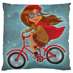 Girl On A Bike Large Cushion Case (two Sides) by chipolinka