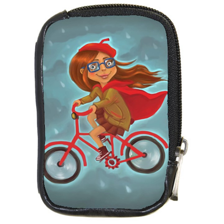 Girl on a bike Compact Camera Cases