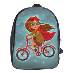 Girl On A Bike School Bag (large) by chipolinka