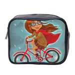 Girl on a bike Mini Toiletries Bag 2-Side Front