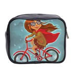 Girl on a bike Mini Toiletries Bag 2-Side Back