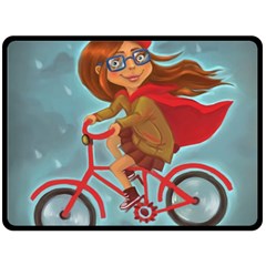 Girl On A Bike Fleece Blanket (large) 