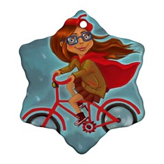 Girl On A Bike Snowflake Ornament (two Sides) by chipolinka