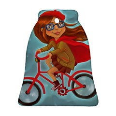 Girl On A Bike Bell Ornament (two Sides)