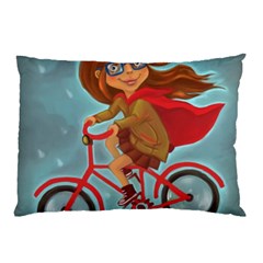 Girl On A Bike Pillow Case (two Sides) by chipolinka