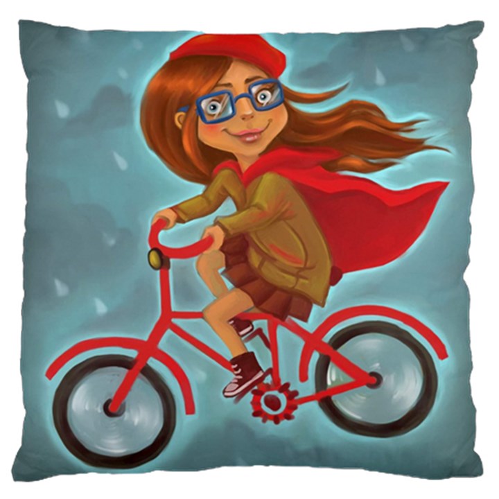 Girl on a bike Large Cushion Case (One Side)