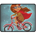 Girl on a bike Double Sided Fleece Blanket (Medium)  58.8 x47.4  Blanket Front