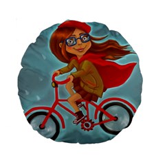 Girl On A Bike Standard 15  Premium Round Cushions by chipolinka