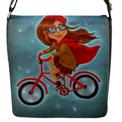 Girl On A Bike Flap Messenger Bag (s) by chipolinka