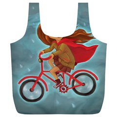 Girl On A Bike Full Print Recycle Bags (l)  by chipolinka