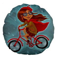 Girl On A Bike Large 18  Premium Flano Round Cushions by chipolinka