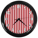 Red Stripes Wall Clocks (Black) Front