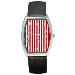 Red Stripes Barrel Style Metal Watch by jumpercat