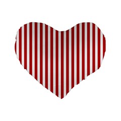 Red Stripes Standard 16  Premium Heart Shape Cushions by jumpercat