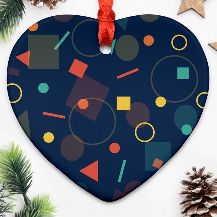 Blue Background Backdrop Geometric Ornament (Heart)