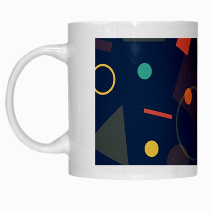 Blue Background Backdrop Geometric White Mugs