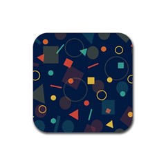 Blue Background Backdrop Geometric Rubber Coaster (square)  by Nexatart