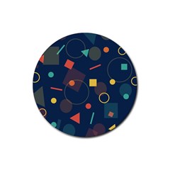 Blue Background Backdrop Geometric Rubber Coaster (round)  by Nexatart