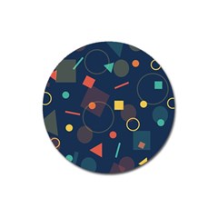 Blue Background Backdrop Geometric Magnet 3  (round) by Nexatart