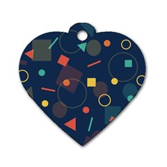 Blue Background Backdrop Geometric Dog Tag Heart (one Side)