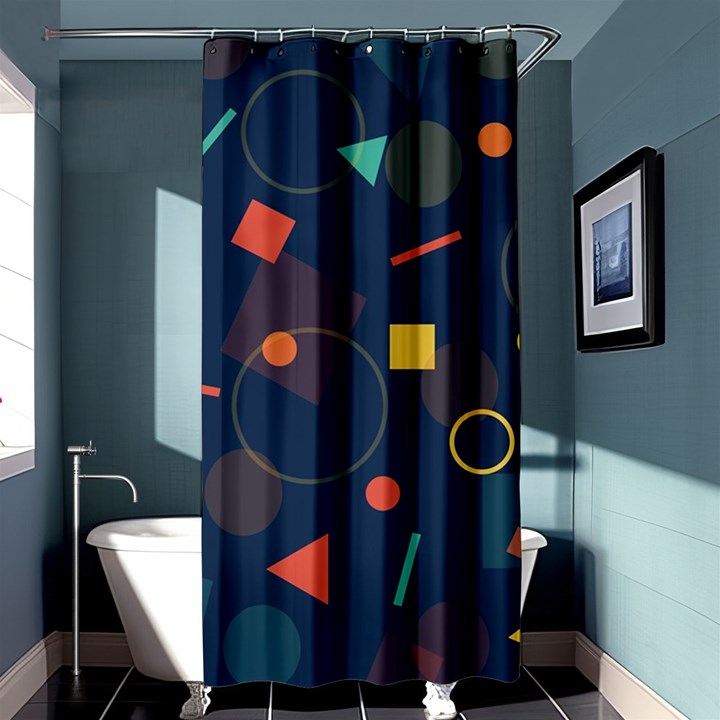 Blue Background Backdrop Geometric Shower Curtain 36  x 72  (Stall) 