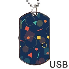 Blue Background Backdrop Geometric Dog Tag Usb Flash (two Sides) by Nexatart