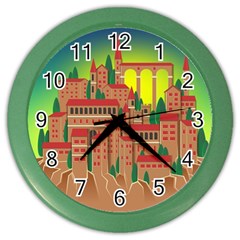 Mountain Village Mountain Village Color Wall Clocks by Nexatart