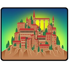 Mountain Village Mountain Village Double Sided Fleece Blanket (medium)  by Nexatart