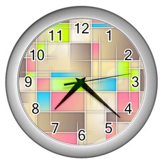 Background Abstract Grid Wall Clocks (Silver) 