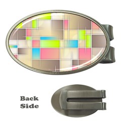 Background Abstract Grid Money Clips (Oval) 