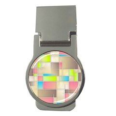 Background Abstract Grid Money Clips (Round) 