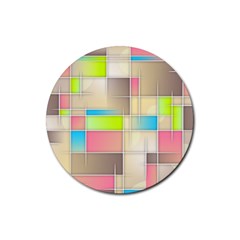 Background Abstract Grid Rubber Coaster (Round) 