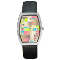 Background Abstract Grid Barrel Style Metal Watch