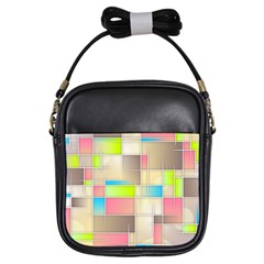 Background Abstract Grid Girls Sling Bags