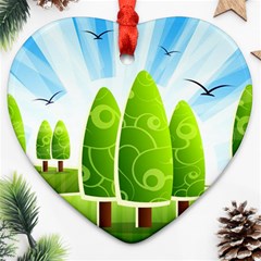 Landscape Nature Background Heart Ornament (two Sides) by Nexatart