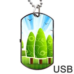 Landscape Nature Background Dog Tag Usb Flash (two Sides) by Nexatart