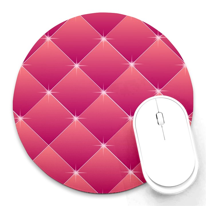 Pink Background Geometric Design Round Mousepads