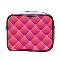 Pink Background Geometric Design Mini Toiletries Bags by Nexatart