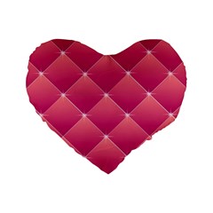 Pink Background Geometric Design Standard 16  Premium Flano Heart Shape Cushions by Nexatart