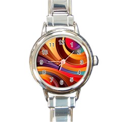 Abstract Colorful Background Wavy Round Italian Charm Watch