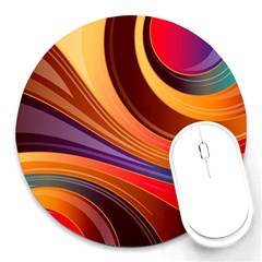 Abstract Colorful Background Wavy Round Mousepads by Nexatart