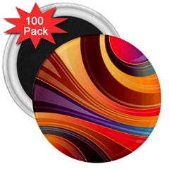 Abstract Colorful Background Wavy 3  Magnets (100 pack)