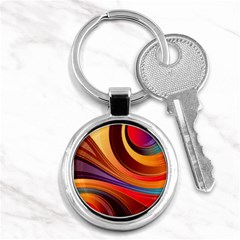 Abstract Colorful Background Wavy Key Chains (Round) 