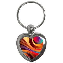 Abstract Colorful Background Wavy Key Chains (Heart) 