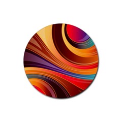 Abstract Colorful Background Wavy Rubber Coaster (Round) 