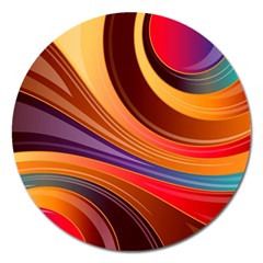 Abstract Colorful Background Wavy Magnet 5  (Round)