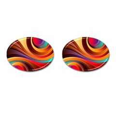 Abstract Colorful Background Wavy Cufflinks (Oval)