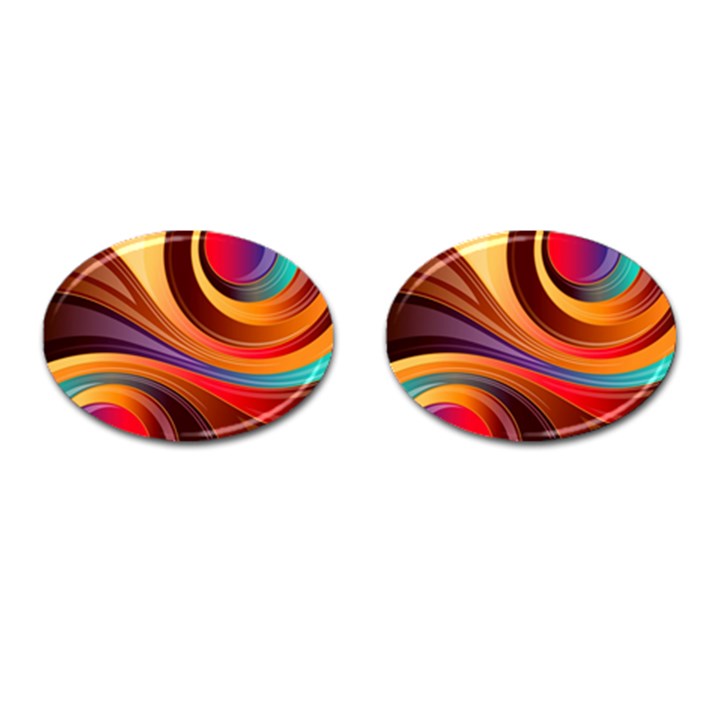 Abstract Colorful Background Wavy Cufflinks (Oval)