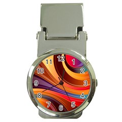 Abstract Colorful Background Wavy Money Clip Watches